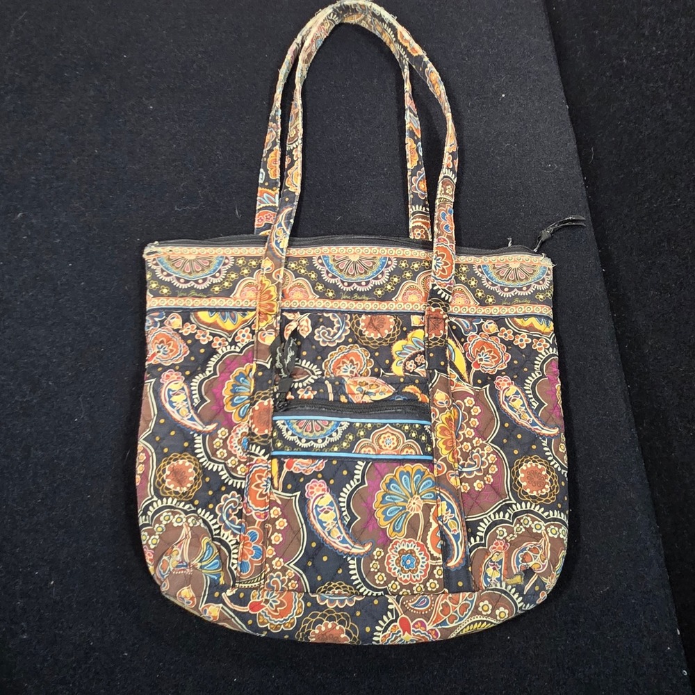 Vera Bradley Quilted Cotton Paisley Tote Bag Shoulder Purse Zip *flaw - Picture 11 of 11